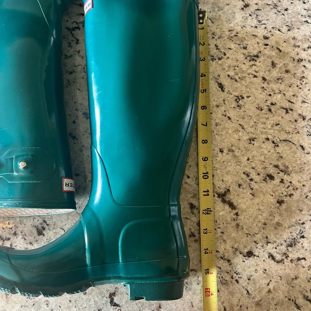 Hunter Original Tall Gloss Laguna Green Rain Boots - Picture 10 of 13